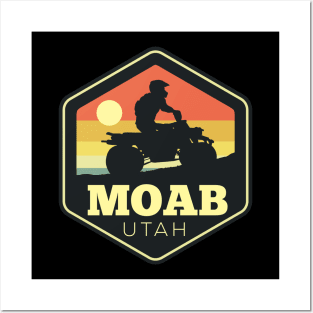 Moab Utah ATV Vintage Sunset Hexagon Posters and Art